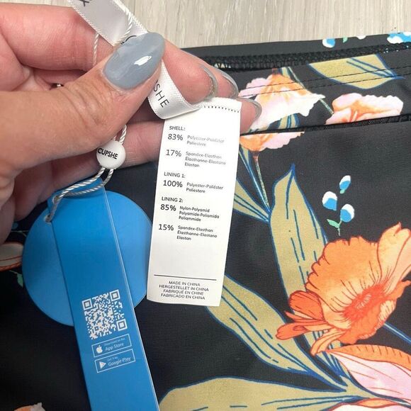 Cupshe Bikini Bottoms Women’s 3X Black and Orange Floral Print Swim NWT - Picture 3 of 4